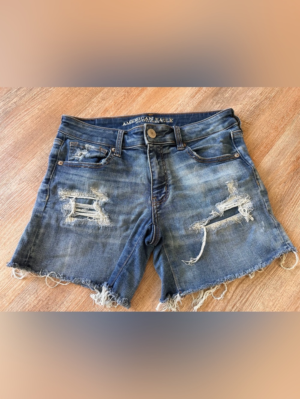 American Eagle Outfitters Distressed Blue Jean Shorts